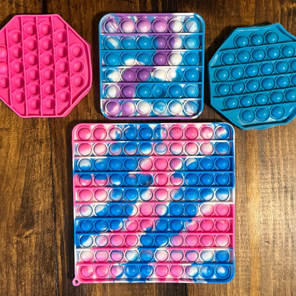 Colorful Pop It Fidget Toy Set - Pink, Blue, White